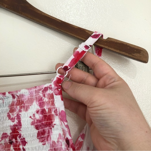 Torrid Floral Summer Pink Floral edge crochet back smocked top size 2. - Picture 5 of 14